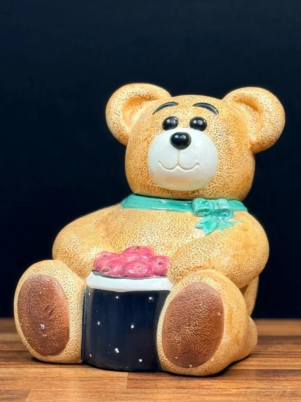 GKRO Teddy Bear with Basket of Apples Cookie Jar